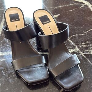 Dolce Vita Black Heeled Mules with Chunky Block Heel